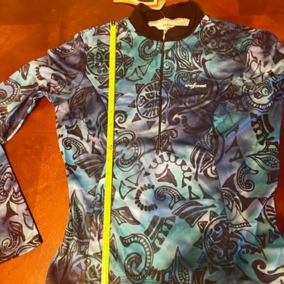 vintage Shebeest Womens Medium Full-Zip Cycling Jersey Blue Paisley Print - Picture 7 of 9